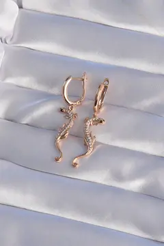 XUPİNG Rose Renk Zirkon Taşlı Kertenkele Model Halka Küpe 5886
