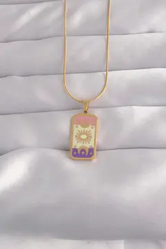 316L Çelik Gold Renk Karışık Mineli Ay Figür Tarot Kolye 5886