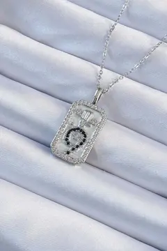 316L Çelik Zincir Gümüş Renk Zirkon Taşlı Minimal Papatya Figürlü Tarot Kolye 5886