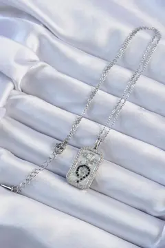 316L Çelik Zincir Gümüş Renk Zirkon Taşlı Minimal Papatya Figürlü Tarot Kolye 5886