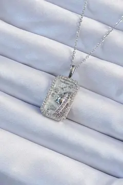 316L Çelik Zincir Gümüş Renk Zirkon Taşlı Yüz Figürlü Tarot Kolye 5886