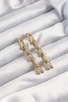316L Çelik Altın Renk Sallantılı Model Küpe 5886