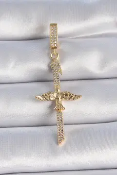 Pirinç Gold Renk Zirkon Taş Detaylı Elif Model Anka Kuşu Figür Ajda Charm 5886