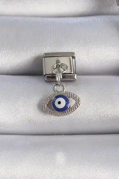 316L Çelik Gümüş Renk Sallantılı Göz Figür Nazar Boncuk Detay Nomination Charm 5886