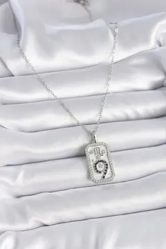 316L Çelik Gümüş Renk Zincir Akrep Burcu Zirkon Taşlı Kadın Kolye 5886