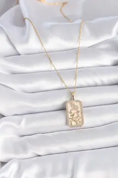 316L Çelik Gold Renk Zincir Oğlak Burcu Zirkon Taşlı Kadın Kolye 5886