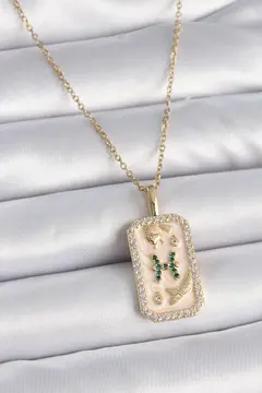 316L Çelik Gold Renk Zincir Balık Burcu Zirkon Taşlı Kadın Kolye 5886