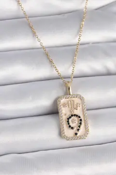 316L Çelik Gold Renk Zincir Akrep Burcu Zirkon Taşlı Kadın Kolye 5886