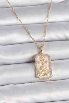 316L Çelik Gold Renk Zincir Yengeç Burcu Zirkon Taşlı Kadın Kolye 5886