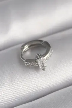 316L Çelik Gümüş Renk Zirkon Taşlı Tragus Piercing 5886