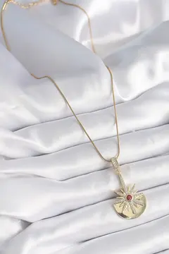 316L Çelik Gold Renk Zirkon Taşlı Yıldız Model Kadın Kolye 5886