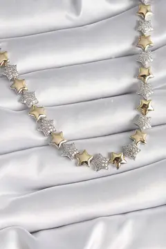 Pirinç Mix Renk Zirkon Taşlı Yıldız Model VIP Exclusive Seri Kadın Kolye 5886