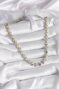 Pirinç Mix Renk Zirkon Taşlı Yıldız Model VIP Exclusive Seri Kadın Kolye 5886