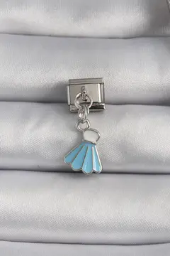 316L Çelik Gümüş Renk Mavi Renk Sallantı Elbise Model Nomination Charm 5886