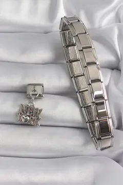 316L Çelik Gümüş Renk Sallantı New York Yazı Model Nomination Charm 5886