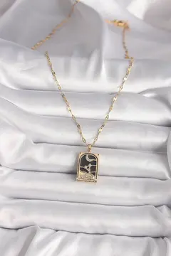 316L Çelik Gold Renk Zirkon Taşlı Ay Figürlü Tarot Model Kadın Kolye 5886