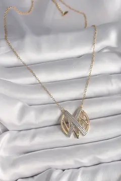 316L Çelik Gold Renk Zirkon Taşlı Vintage Model Kadın Kolye 5886