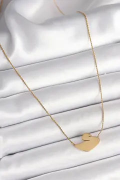 316L Çelik Gold Renk Zincir Kuğu Model Kadın Kolye 5886