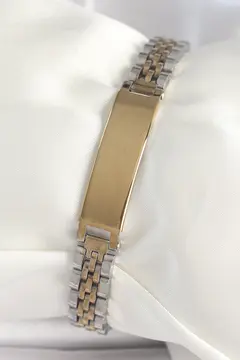 316L Çelik Gold Gümüş Renk Kalın Zincir Künye Model Erkek Bileklik 5886