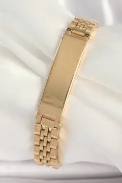 316L Çelik Gold Renk Zincir Künye Model Erkek Bileklik 5886