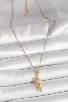 316L Çelik Gold Renk Zincir Sarılma Model Kadın Kolye 5886