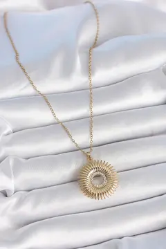 316L Çelik Gold Renk Zincir Zirkon Taşlı Nova Yıldız Model Kadın Kolye 5886
