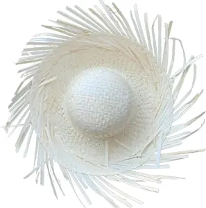 Tropikal Parti Beyaz Hasır Hawaii Şapkası 13x36 Cm