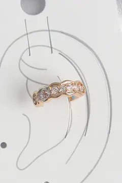 Pirinç Gold Renk Zirkon Taşlı Kadın Kıkırdak Küpe 5886