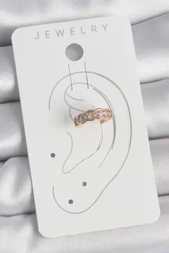 Pirinç Gold Renk Zirkon Taşlı Kadın Kıkırdak Küpe 5886