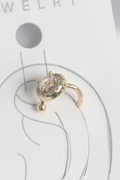 Pirinç Gold Renk Zirkon Taşlı Kadın Kıkırdak Küpe 5886