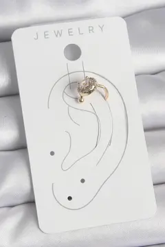 Pirinç Gold Renk Zirkon Taşlı Kadın Kıkırdak Küpe 5886
