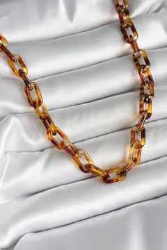 Leopar Desenli Mika Zincir Kadın Kolye 5886