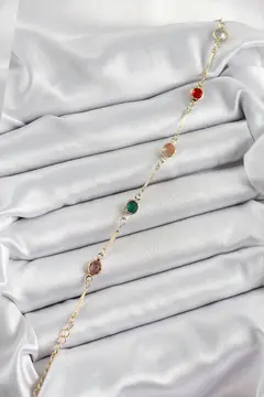 Pirinç Asorti Model Gold Renk Zirkon Taşlı Kadın Bileklik 5886