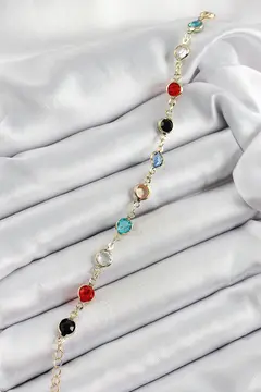 Pirinç Asorti Model Gold Renk Zirkon Taşlı Kadın Bileklik 5886