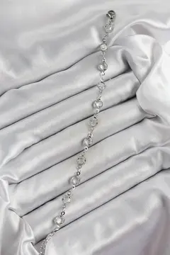 Pirinç Gümüş Renk Zirkon Taşlı Bileklik 5886