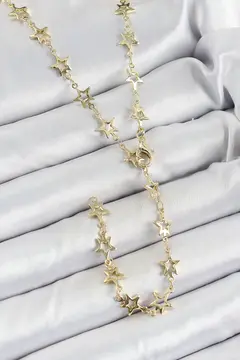 Pirinç Gold Renk Yıldızlı Kadın Y Kolye 5886