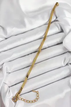 316L Çelik Gold Renk Yassı Zincir Model Kadın Bileklik 5886