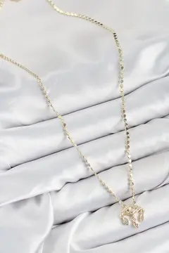 Pirinç Zirkon Taşlı Sallantılı Göz Model Ezme Zincir Gold Renk Kadın Kolye 5886