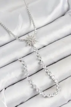 Pirinç Zirkon Taşlı Kutup Yıldızı Model Gold Renk Y Kolye 5886