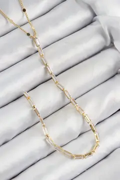 Pirinç Zirkon Taşlı Model Gold Renk Y Kolye 5886