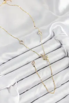 Pirinç Zirkon Taşlı Kutup Yıldızı Model Gold Renk Y Kolye 5886