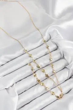 Pirinç Zirkon Taşlı Kalp Model Gold Renk Y Kolye 5886