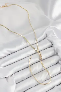 Pirinç Zirkon Taşlı Ezme Zincirli Model Gold Renk Y Kolye 5886