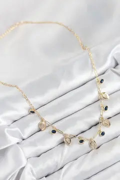 Pirinç Zirkon Taşlı Sallantılı Damla Model Gold Renk Kadın Kolye 5886