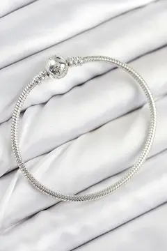 Pirinç Charm Topcuk Model Gümüş Renk Kadın Bileklik 5886