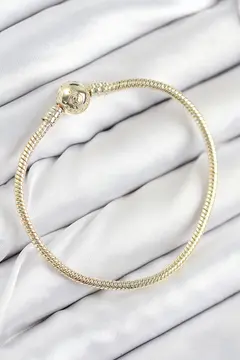 Pirinç Charm Topcuk Model Gold Renk Kadın Bileklik 5886