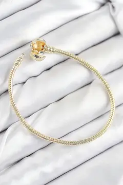 Pirinç Charm Topcuk Model Gold Renk Kadın Bileklik 5886