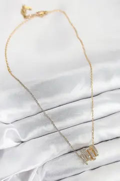 316L Çelik Zirkon Taşlı Sarmal Model Gold Renk Kadın Kolye 5886