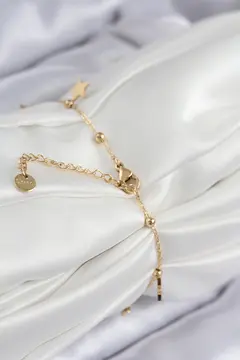 316L Çelik Sıralı Yıldız Model Gold Renk Kadın Bileklik 5886