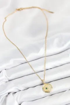 316L Çelik Zirkon Taşlı Ay Ve Güneş Model Gold Renk Kadın Kolye 5886